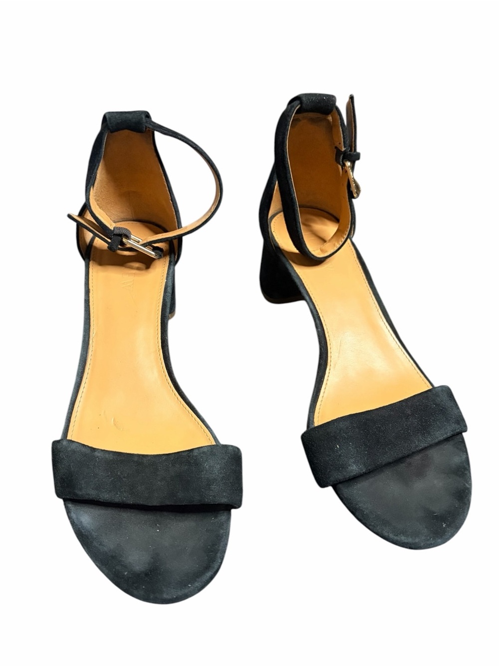J. Crew Black Suede Ankle-Strap Block Heel Sandals